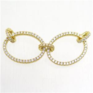 copper linker paved zircon, gold plated, approx 14-18mm [FDZN5477]