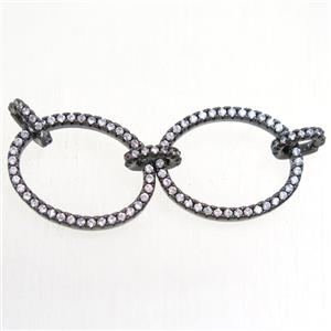 copper linker paved zircon, black plated, approx 14-18mm [FDZN5478]