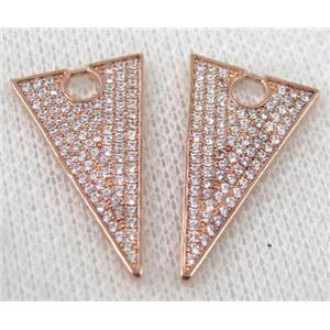 copper pendant paved zircon, approx 16x27mm [FDZN548]