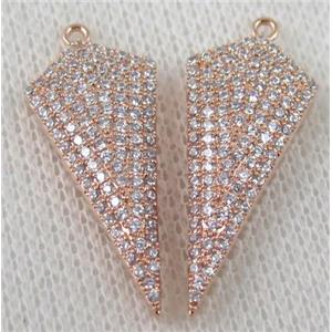 copper pendant paved zircon, approx 12x30mm [FDZN550]