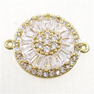 copper sunflower connector paved zircon, gold plated, approx 14mm dia [FDZN5500]
