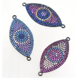 copper connector paved zircon, black plated, mix color, approx 14-26mm [FDZN5511]