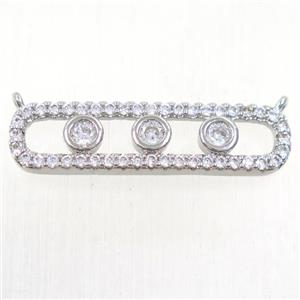 copper trafficlight pendant paved zircon with 2loops, platinum plated, approx 8-32mm [FDZN5512]