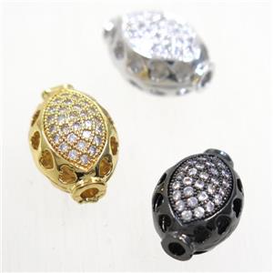 copper oval beads paved zircon, mix color, approx 9-12mm [FDZN5542]