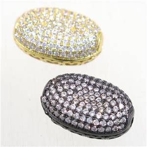 copper oval beads paved zircon, mix color, approx 13-19mm [FDZN5550]