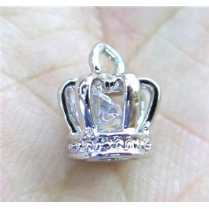 copper pendant paved rhinestone, crown, approx 7x9mm [FDZN560]