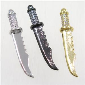 copper pendant paved zircon, knife, mix color, approx 4.5-31mm [FDZN5621]