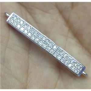 copper connector paved zircon, bracelet bar, platinum plated, approx 35mm length [FDZN565]