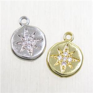 copper northStar pendant paved zircon, mix color, approx 10mm dia [FDZN5654]