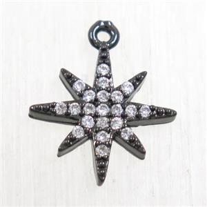 copper northstar pendant paved zircon, black plated, approx 12mm dia [FDZN5658]