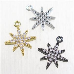 copper northStar pendant paved zircon, mix color, approx 12mm dia [FDZN5659]
