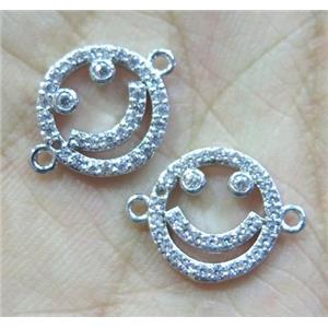 copper connector paved zircon, platinum plated, approx 12mm dia [FDZN566]