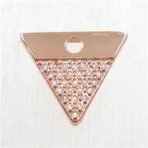 copper triangle pendant paved zircon, rose gold, approx 12-15mm [FDZN5660]