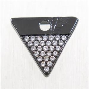 copper triangle pendant paved zircon, black plated, approx 12-15mm [FDZN5663]