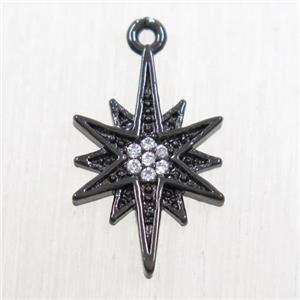 copper northstar pendant paved zircon, black plated, approx 10-15mm [FDZN5668]