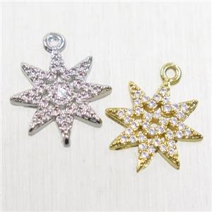 copper northStar pendant paved zircon, mix color, approx 12mm dia [FDZN5677]