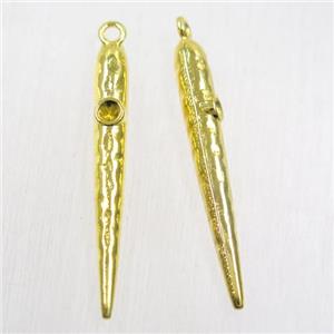 copper bullet pendant, gold plated, approx 5-37mm [FDZN5692]