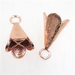 copper bellcaps pendant, tassel bail, rose gold, approx 15-28mm [FDZN5695]