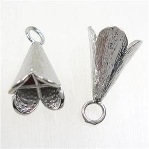 copper bellcaps pendant, tassel bail, platinum plated, approx 15-28mm [FDZN5696]
