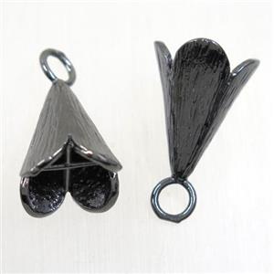 copper bellcaps pendant, tassel bail, black plated, approx 15-28mm [FDZN5698]