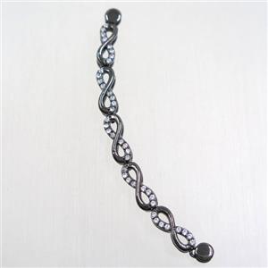 copper connector paved zircon, black plated, approx 5-14mm, 83mm length [FDZN5711]