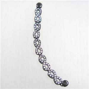 copper connector paved zircon, black plated, approx 5-14mm, 83mm length [FDZN5715]