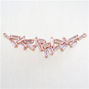 copper connector paved zircon, rose gold, approx 11-45mm [FDZN5717]