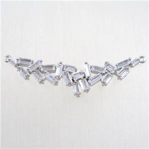 copper connector paved zircon, platinum plated, approx 11-45mm [FDZN5718]
