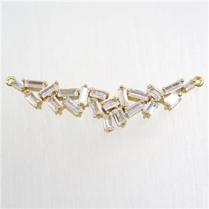 copper connector paved zircon, gold plated, approx 11-45mm [FDZN5719]