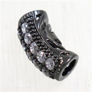 European Style copper tube beads paved zircon, black plated, approx 6-13mm, 3mm hole [FDZN5737]