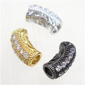 European Style copper tube beads paved zircon, mix color, approx 6-13mm, 3mm hole [FDZN5738]