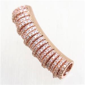 European Style copper tube beads paved zircon, rose gold, approx 9-33mm, 5mm hole [FDZN5739]