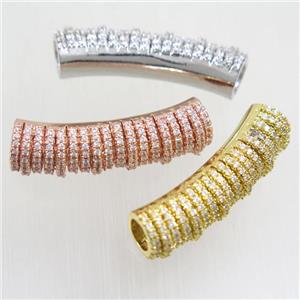 European Style copper tube beads paved zircon, mixed color, approx 9-33mm, 5mm hole [FDZN5742]