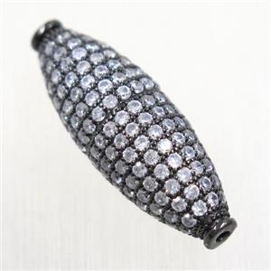 copper oval beads paved zircon, black plated, approx 10-30mm [FDZN5745]