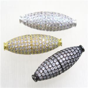 copper oval beads paved zircon, mix color, approx 10-30mm [FDZN5746]