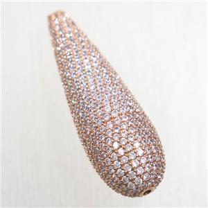 copper teardrop beads paved zircon, rose gold, approx 12-35mm [FDZN5747]