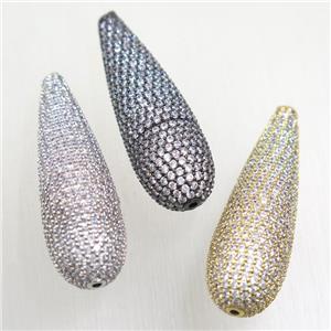 copper teardrop beads paved zircon, mix color, approx 12-35mm [FDZN5751]