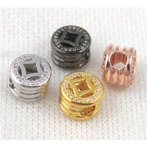 copper bead pave zircon, mixed, approx 10mm dia, 5mm hole [FDZN576]