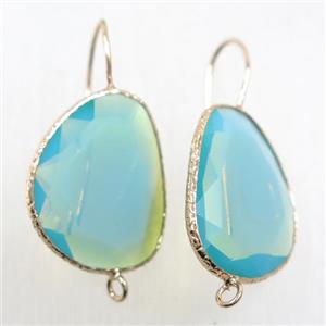 turq crystal glass earring hook with loop, gold plated, approx 20-25mm [FDZN5844]