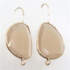 crystal glass earring hook with loop, gold plated, approx 20-25mm [FDZN5846]