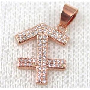 copper pendant pave zircon, rose gold plated, approx 16x20mm [FDZN587]