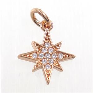 copper northstar pendant paved zircon, rose gold, approx 11-12mm [FDZN5920]
