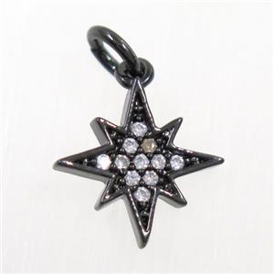copper northstar pendant paved zircon, black plated, approx 11-12mm [FDZN5923]