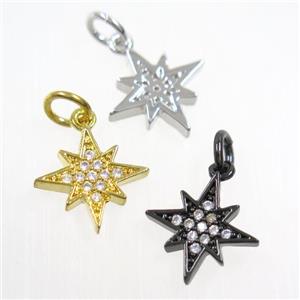 copper northStar pendant paved zircon, mix color, approx 11-12mm [FDZN5924]