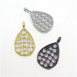 copper teardrop pendant paved zircon, mix color, approx 7-9mm [FDZN5929]