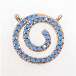 copper circle pendant paved zircon, turq, rose gold, approx 13mm dia [FDZN5939]