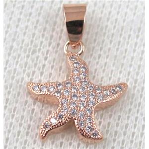 copper pendant pave zircon, rose gold plated, approx 16mm dia [FDZN594]