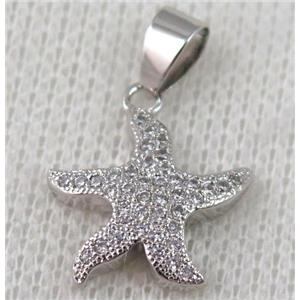 copper pendant pave zircon, platinum plated, approx 16mm dia [FDZN595]