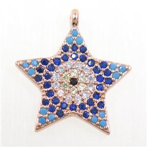 copper star pendant paved zircon, rose gold, approx 17mm dia [FDZN5957]