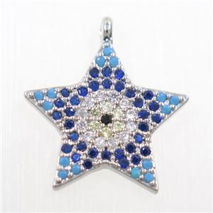 copper star pendant paved zircon, platinum plated, approx 17mm dia [FDZN5958]